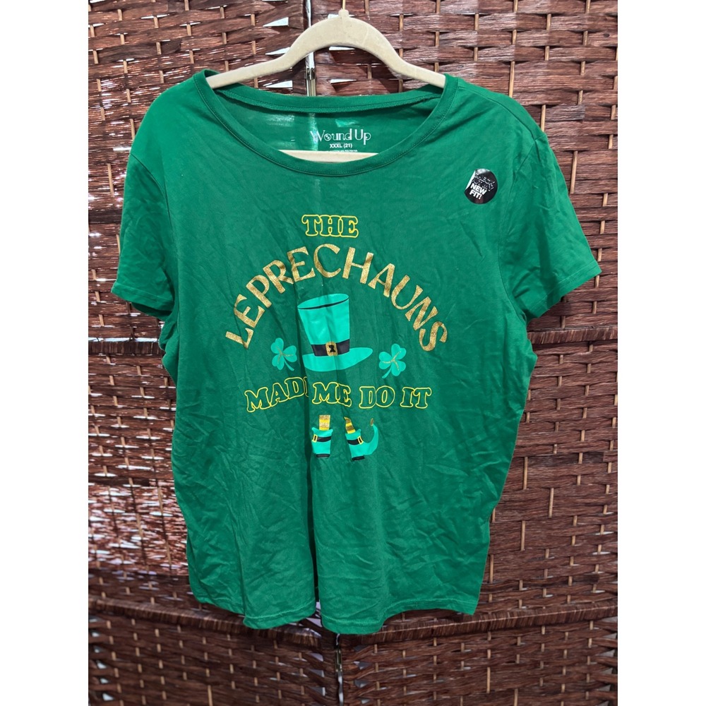 Wound Up Green The Leprechauns Made Me Do It St Patricks Day T Shirt XXXL